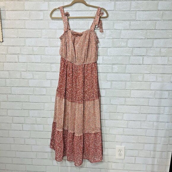Sincerely Jules Tiered Maxi Dress Medium Boho Cottage Prairie Country Milkmaid‎ - Picture 2 of 10